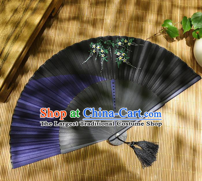 Chinese Classical Accordion Handmade Printing Silk Folding Fan Tai Chi Fan