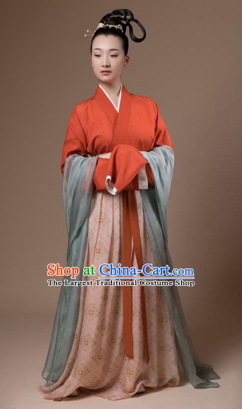 China Traditional Early Tang Dynasty Historical Costumes Ancient Court Lady Hanfu Garment Complete Set