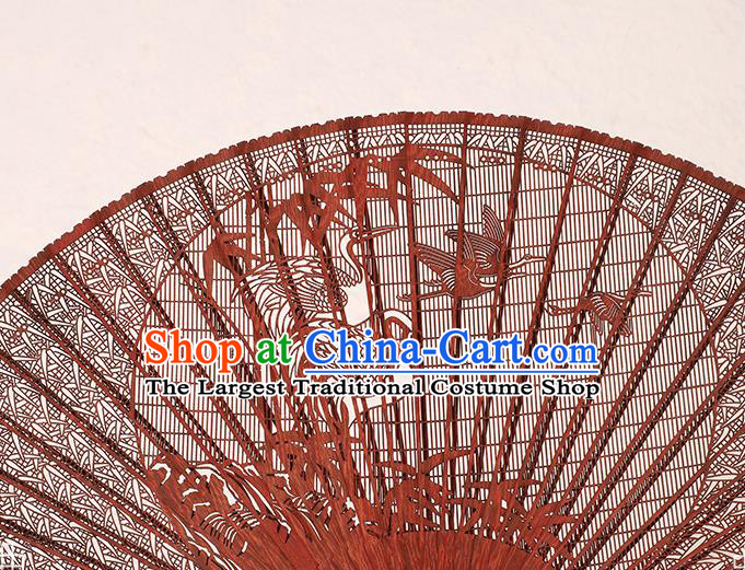 Chinese Classical Folding Fan Handmade Carving Flowers Fairy Fan Craft Hollow Sandalwood Accordion