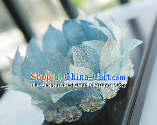 Chinese Ancient Princess Headdress Traditional Tang Dynasty Princess Blue Lotus Hair Crown