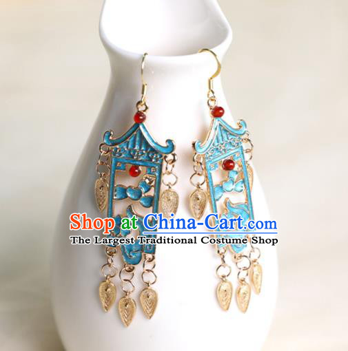 China Handmade Ancient Ming Dynasty Empress Earrings Traditional Cheongsam Cloisonne Ear Jewelry