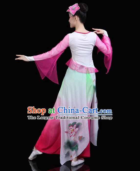 China Yangko Dance Lotus Dance Clothing Traditional Folk Dance Stage Performance Pink Outfits