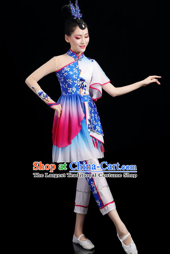 China Tea Picking Dance Outfits Folk Dance Clothing Traditional Stage Performance Costume