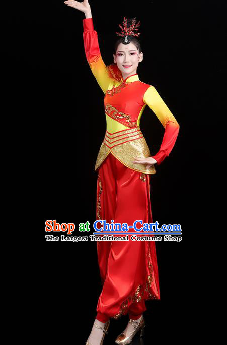 China Traditional Folk Dance Drum Dance Outfits New Year Yangko Dance Performance Clothing