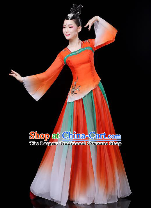 Chinese Umbrella Dance Clothing Classical Dance Red Dress Traditional Woman Group Dance Costume