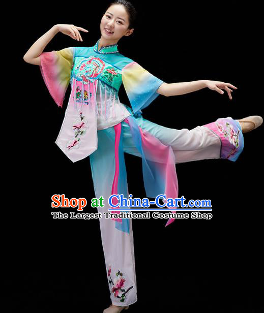 China Fan Dance Embroidered Clothing Traditional Folk Dance Yangko Dance Outfits