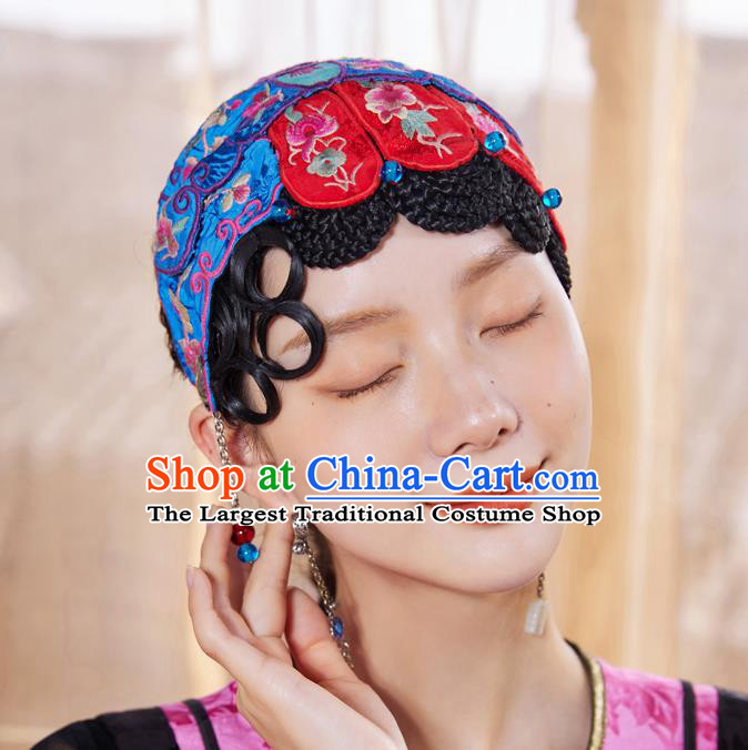 China Traditional Embroidered Hair Clasp National Folk Dance Headwear