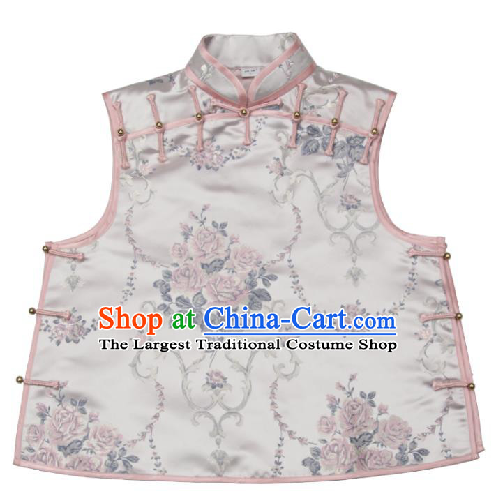 Chinese Traditional Woman Brocade Top Garment Costume Tang Suit Vest