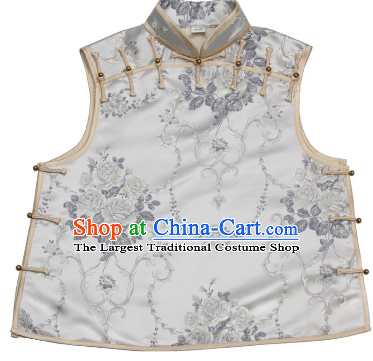 Chinese National Brocade Waistcoat Tang Suit Vest Traditional Woman Top Garment Costume