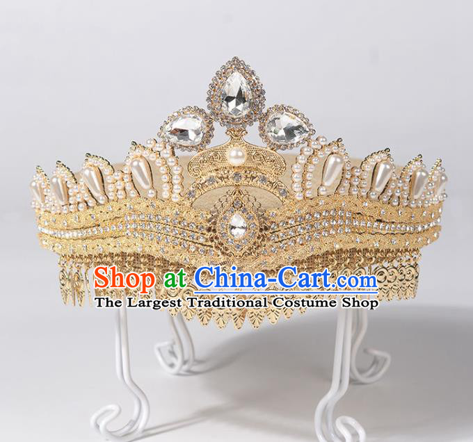 India Bollywood Queen Royal Crown Indian Stage Performance Hair Accessories