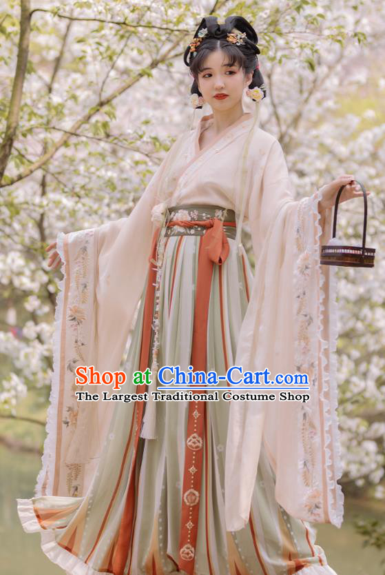 China Traditional Jin Dynasty Royal Princess Historical Clothing Ancient Flower Goddess Hanfu Dress Apparels