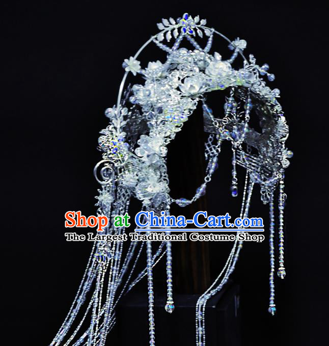 China Handmade Traditional Cosplay Fairy Princess Tassel Hair Crown Ancient Goddess Hair Accessories