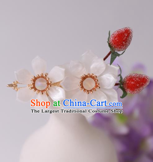 China Ancient Princess Hairpin Traditional Song Dynasty Palace Lady White Flowers Hair Stick