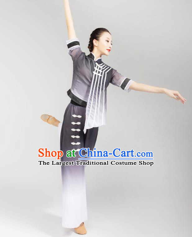 China Fan Dance Yangko Dance Clothing Folk Dance Grey Uniforms