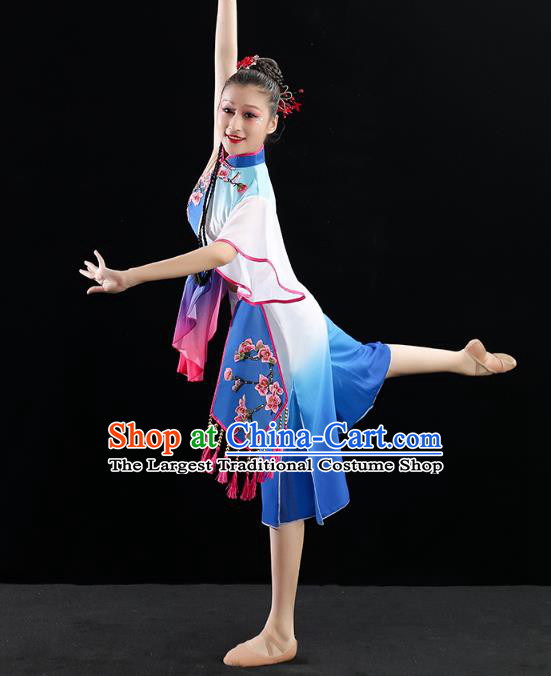 China Fan Dance Stage Performance Clothing Folk Dance Woman Group Dance Royalblue Uniforms