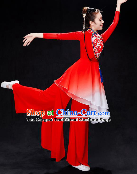 China Yangko Dance Red Uniforms Fan Dance Stage Performance Clothing Folk Dance Drum Dance Costume