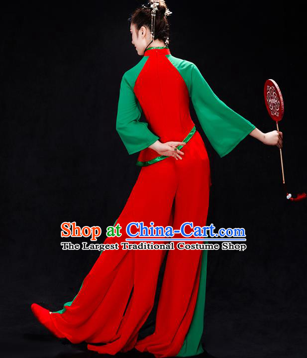 China Fan Dance Performance Clothing Folk Dance Group Dance Costume Yangko Dance Red Uniforms