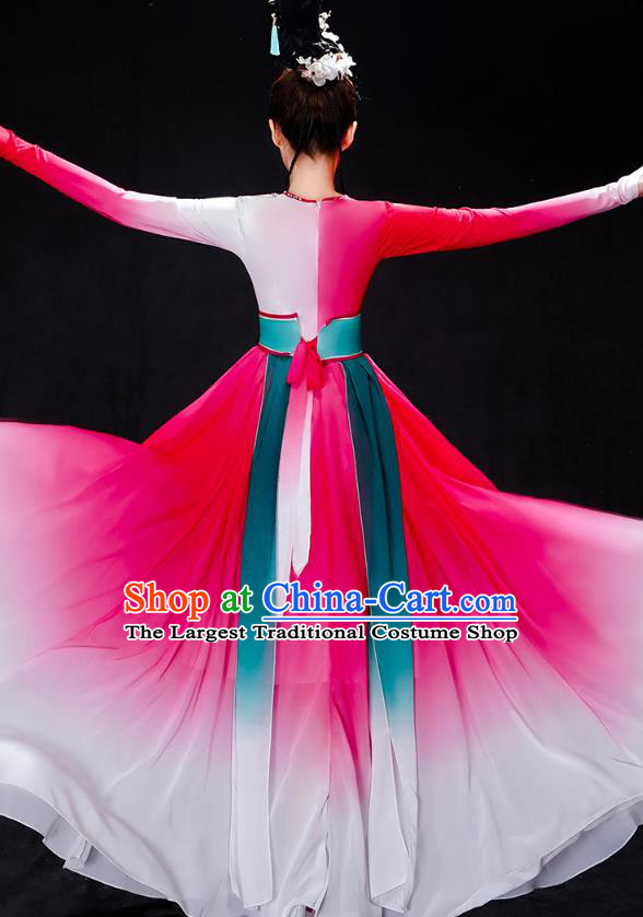 Chinese Female Group Dance Rosy Dress Traditional Umbrella Dance Clothing Classical Dance Costumes