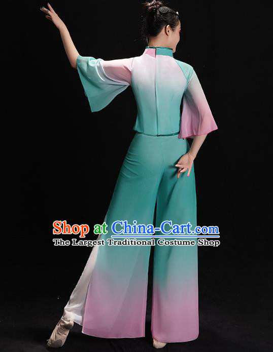 China Fan Dance Clothing Folk Dance Costume Jiaozhou Yangko Dance Green Uniforms