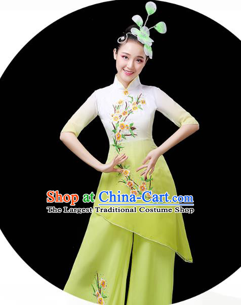 Chinese Classical Dance Costume Umbrella Dance Yellow Outfits Traditional Fan Dance Performance Clothing