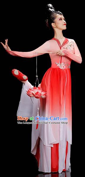 Chinese Umbrella Dance Red Dress Traditional Fan Dance Performance Clothing Classical Dance Costumes