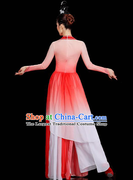 Chinese Umbrella Dance Red Dress Traditional Fan Dance Performance Clothing Classical Dance Costumes