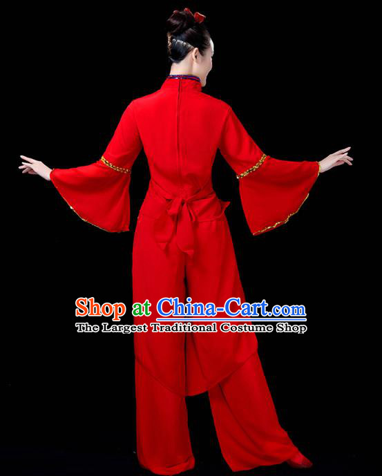 China Drum Dance Costume Yangko Dance Red Uniforms Folk Dance Fan Dance Clothing