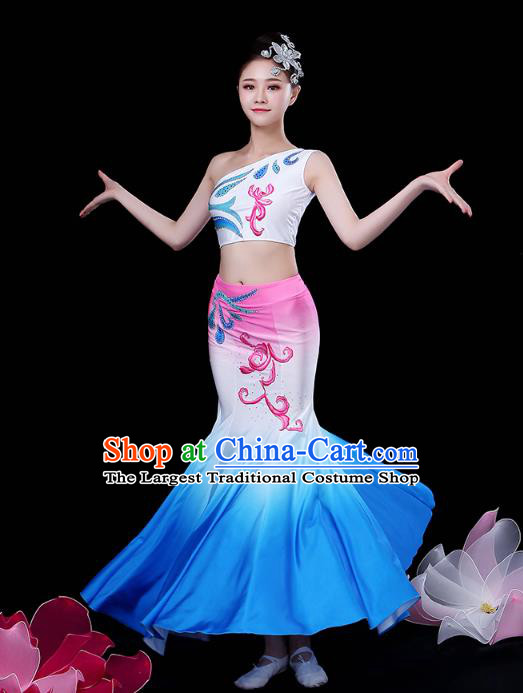 Chinese Yunnan Ethnic Peacock Dance Costume Traditional Dai Minority Nationality Stage Performance Dress Outfits