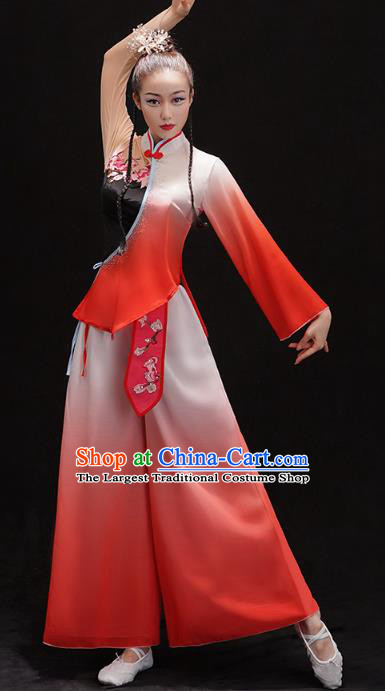 China Yangko Dance Red Uniforms Folk Dance Fan Dance Clothing Group Dance Performance Costume