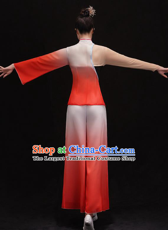 China Yangko Dance Red Uniforms Folk Dance Fan Dance Clothing Group Dance Performance Costume