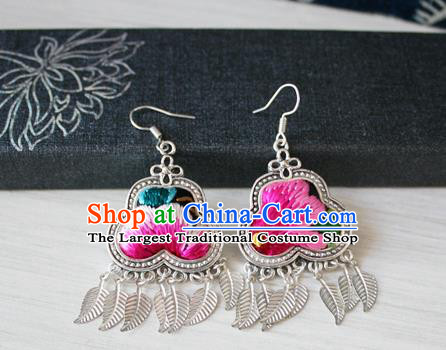 China Traditional Cheongsam Embroidered Ear Accessories National Guizhou Miao Silver Earrings