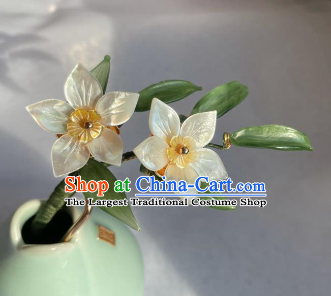 Chinese Traditional Hanfu Hair Accessories Ancient Princess Shell Daffodil Hairpin
