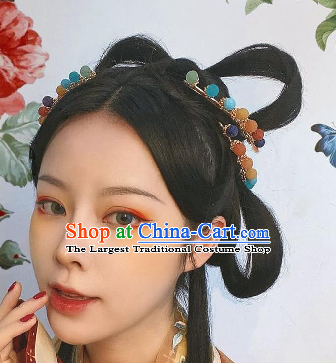 China Handmade Colorful Gems Hairpin Traditional Song Dynasty Hair Accessories Ancient Noble Woman Hair Stick