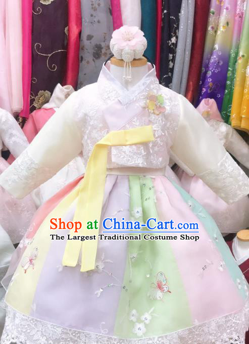 Asian Korean Girl Pink Blouse and Dress Children Princess Garments Fashion Korea Traditional Birthday Hanbok Clothing