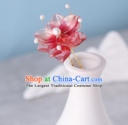China Traditional Cheongsam Hairpin Ancient Princess Pink Sakura Hair Stick
