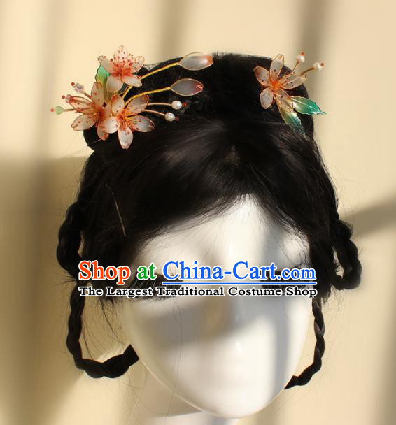 China Traditional Hanfu Peach Blossom Hair Stick Ancient Palace Princess Hairpin