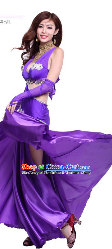 Asian Belly Dance Performance Costumes Raks Sharki Dancewear Indian Oriental Dance Purple Uniforms