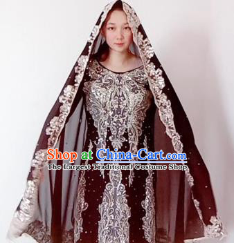 Indian Traditional Wedding Lehenga Clothing Asian India Bride Brown Dress Garment