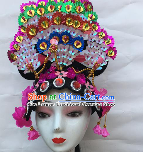 Chinese Folk Dance Headdress Traditional Peking Opera Wigs and Hair Accessories Stage Performance Headwear