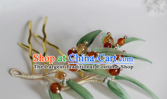 China Ancient Princess Bamboo Leaf Hairpin Song Dynasty Palace Lady Hair Combs Traditional Hanfu Hair Accessories