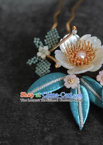 China Ancient Princess Shell Flower Hairpin Ming Dynasty Palace Lady Hair Stick Traditional Hanfu Hair Accessories