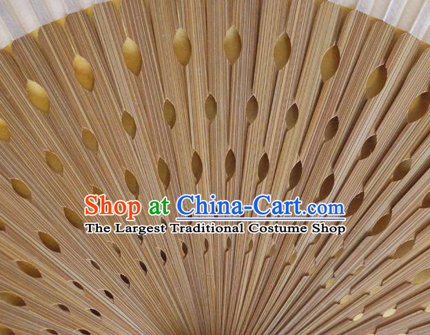 China Bamboo Fan Classical Beige Silk Accordion Handmade Fans Traditional Dance Folding Fan
