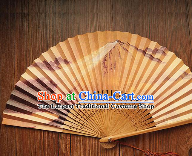 China Classical Silk Accordion Handmade Printing Mount Fuji Fan Traditional Dance Folding Fans Bamboo Fan