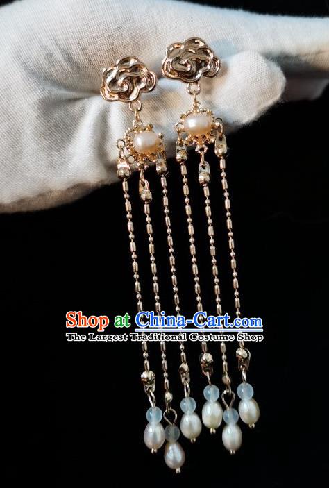 China Traditional Hanfu Tassel Hair Stick Ancient Court Lady Hair Accessories Ming Dynasty Princess Golden Cloud Hairpin