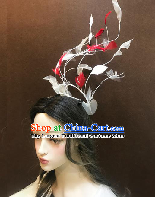 Top Stage Show Silk Leaf Hair Crown Catwalks Performance Headdress Baroque Bride Hair Clasp