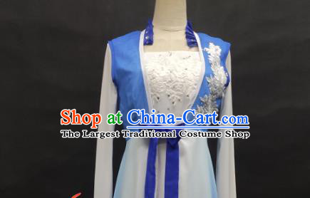 Top Chinese Classical Dance Blue Dress Woman Solo Dance Garment Costume Traditional Umbrella Dance Clothing