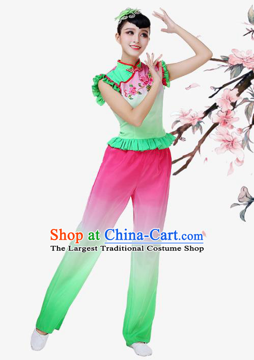 China Fan Dance Garment Costume Female Drum Dance Clothing Jiaozhou Yangko Performance Uniforms