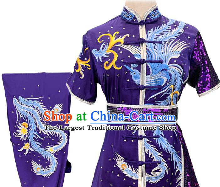 China Female Shadowboxing Clothing Martial Arts Purple Uniforms Wushu Kung Fu Competition Garment Costume