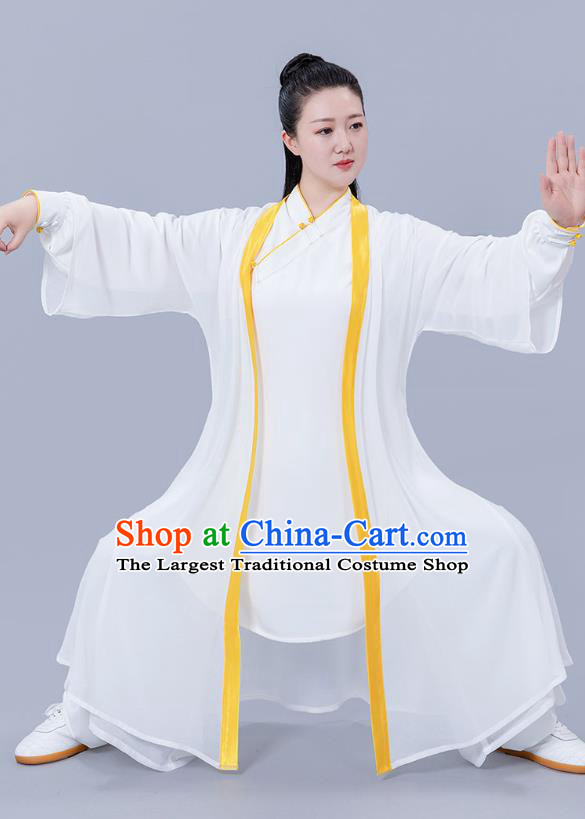 Chinese Woman Tai Ji Competition Garments Martial Arts Three Pieces White Outfits Tai Chi Performance Clothing