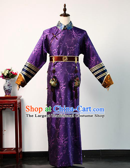 Chinese TV Story of Yanxi Palace Fucha Fu Heng Purple Robe Qing Dynasty Childe Casual Costume Ancient Prince Clothing